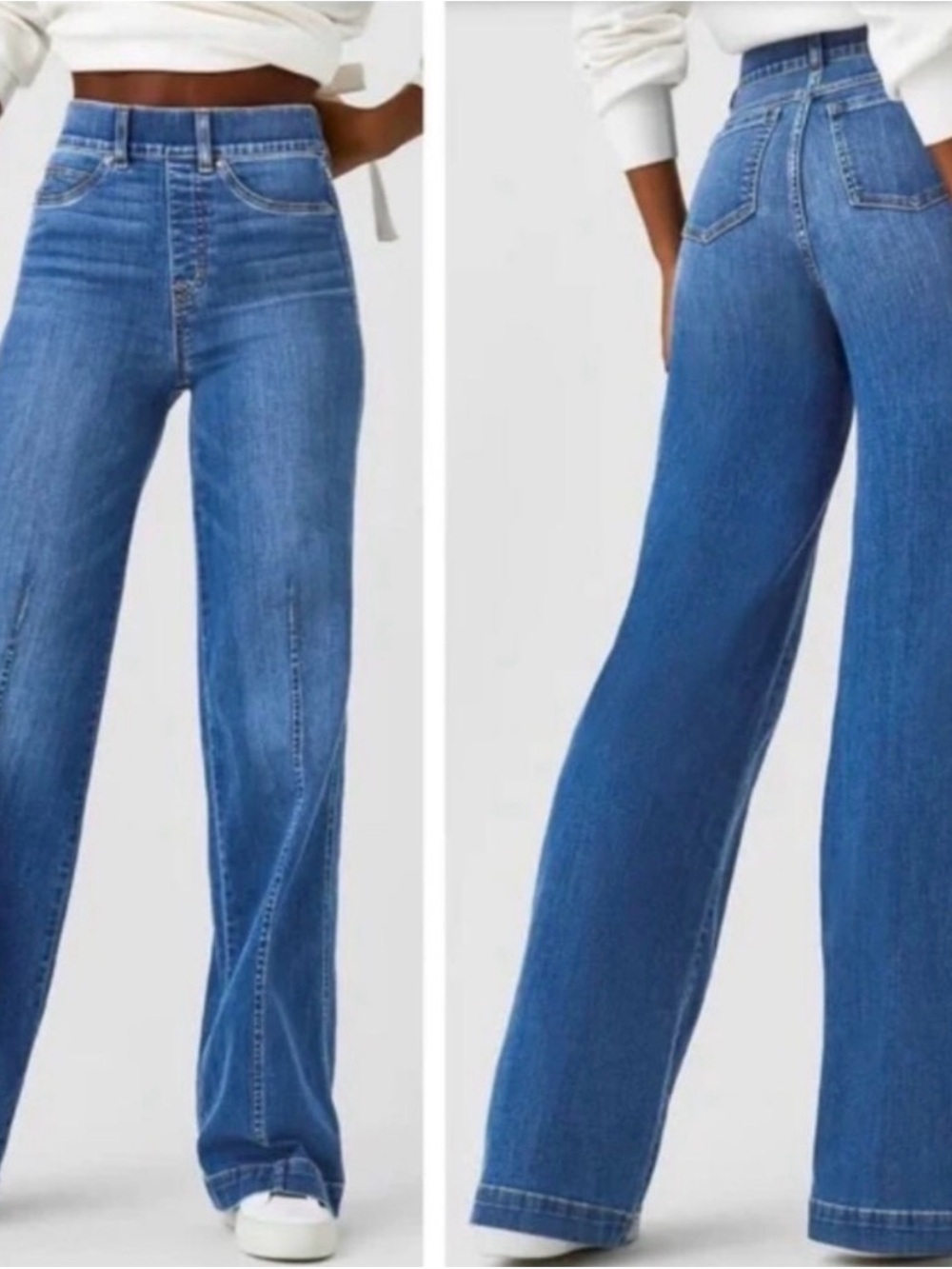 SPANX High-Rise Wide-Leg Jeans - Blue